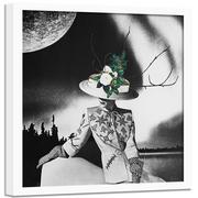 Plakaty - Plakat w ramie białej FEEBY Kobieta w kapeluszu z kwiatów, 40x40 cm - miniaturka - grafika 1