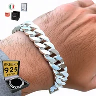 Bransolety męskie - GRUBA Bransoletka Srebrna Męska SREBRO 925 Pancerka 11mm Na Prezent WŁOSKA - miniaturka - grafika 1