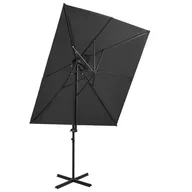 Parasole ogrodowe - vidaXL Parasol wiszący z podwójną czaszą, antracytowy, 250x250 cm 312362 - miniaturka - grafika 1