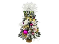 Choinki - Ozdobiona sztuczna choinka PINK DECORATION 60 cm z oświetleniem LED W KWIATACH - miniaturka - grafika 1