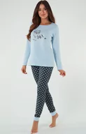 Piżamy damskie - Bawełniana piżama damska niebieska 140K, Kolor niebieski-wzór, Rozmiar L, Italian Fashion - Primodo.com - miniaturka - grafika 1