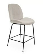 Taborety i hokery - Hoker Dori Black, beżowy, do kuchni, barowy,  glamour, tapicerowany, z oparciem - miniaturka - grafika 1