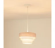 Lampy sufitowe - Brilagi - Żyrandol na lince ALASKA LUNETA 1xE27/15W/230V śr. 60 cm szary/kremowy - miniaturka - grafika 1