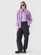 Spodnie damskie - 4F Spodnie casual cargo damskie - czarne XXL - miniaturka - grafika 1