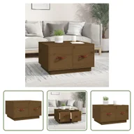 Ławy i stoliki kawowe - The Living Store Stolik kawowy miodowy brąz 60x53x35 cm lite drewno sosnowe - miniaturka - grafika 1