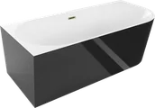 Wanny - Mexen Mia wanna wolnostojąca narożna lewa 150 x 75 cm, biała/czarna, przelew złoty - 52691507575L-50 - miniaturka - grafika 1