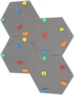 Wyposażenie sportowe i gimnastyczne - Ścianka wspinaczkowa sześciokątna 4x szara płyta + 20 kolorowych uchwytów - miniaturka - grafika 1