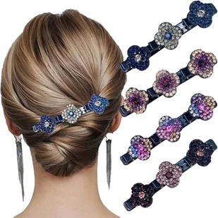 Kolibri spinka do włosów z kryształowym kwiatem satynowa opaska do włosów - Ozdoby do włosów - miniaturka - grafika 1