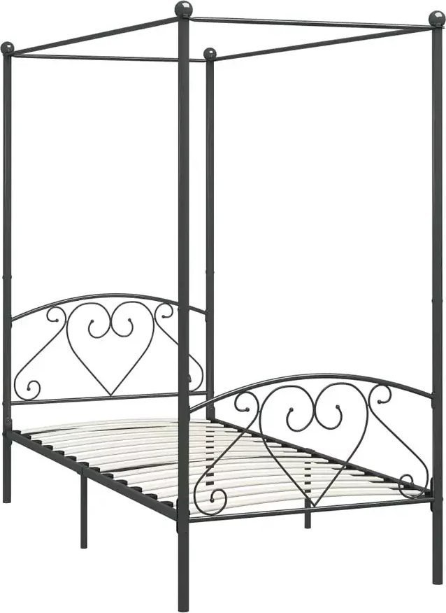 Elior Szare metalowe łóżko z baldachimem 100x200 cm - Elox