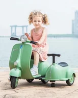 Pojazdy elektryczne dla dzieci - Skuter Vespa elektryczny dla dziecka trójkołowy zielony - miniaturka - grafika 1