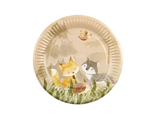 Talerzyki urodzinowe Leśne Zwierzątka - 18 cm - 6 szt. - Dekoracje i nakrycia stołu na imprezę - miniaturka - grafika 1