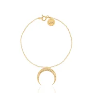 Bransoletki - Bransoletka srebrna pozłacana z dużym młotkowanym księżycem - miniaturka - grafika 1