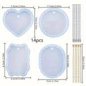 Inne - TEMU Zestaw 14 sztuk form do żywicy epoksydowej UV w kształcie z wysokim połyskiem, silikonowe formy do wisiorków DIY - miniaturka - grafika 1