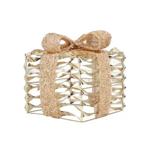 Dekoracja prezent 20 LED 15 x 15 x 17 cm złoty - Ozdoby bożonarodzeniowe - miniaturka - grafika 1