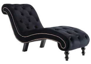 Pikowany czarny szezlong w stylu ludwikowskim L1-M68 - Szezlongi Pikowany czarny szezlong w stylu ludwikowskim L1-M68 - Szezlongi - miniaturka - grafika 1