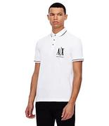 Koszulki męskie - Armani Exchange Męska koszulka polo Maxi Embroidered Logo, Regular Fit, biały, XS - miniaturka - grafika 1