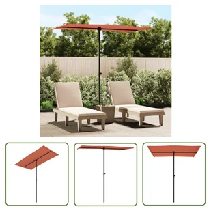 The Living Store Parasol ogrodowy na aluminiowym słupku - 180x110 cm - terakota - Parasol Ogrodowy - Parasole ogrodowe - miniaturka - grafika 1