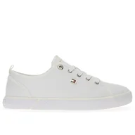 Trampki damskie - Buty Tommy Hilfiger Vulc Canvas FW0FW08063-YBS - białe - miniaturka - grafika 1