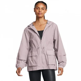 Damska kurtka treningowa Under Armour Crinkle Woven Jacket - beżowa - Kurtki damskie - miniaturka - grafika 1