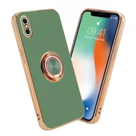 Etui i futerały do telefonów - Pokrowiec Do Apple iPhone XS MAX Etui w Glossy Jasno Zielony - Złoto magnetycznym Obudowa Case Cover Ochronny Cadorabo - miniaturka - grafika 1