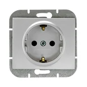 Gniazdka elektryczne - Abex Gniazdo pojedyncze z/u SCHUKO ONYX - srebrny - miniaturka - grafika 1
