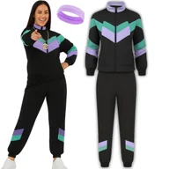 Stroje karnawałowe - Strój Lata 80 90 Disco Przebranie Dres Ortalionowy Retro Fitness Xs S - miniaturka - grafika 1
