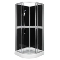 Kabiny prysznicowe - Novoterm Kabina natryskowa 80x80x210cm/4 mm z brodzikiem+bateria natryskowa, przyłączami do baterii,CLASSIC czarna Classic 80 Black+.Economico 4 - miniaturka - grafika 1