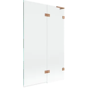 Mexen Lunar L parawan nawannowy 2-skrzydłowy prawy 110 x 150 cm, transparent, miedź szczotkowana - 897L-110-100-65-00-P - Parawany nawannowe - miniaturka - grafika 1