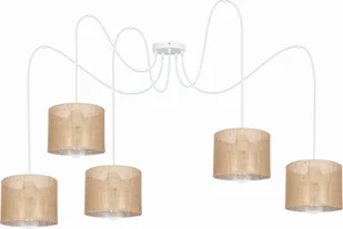 Lampa wisząca Solar Lampa sufitowa pająk BOHO len 5 żarówek biała - Lampy sufitowe - miniaturka - grafika 1