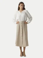 Spódnice - Vero Moda Spódnica midi Melaney 10304134 Beżowy Regular Fit - miniaturka - grafika 1