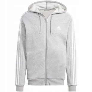 Bluza męska adidas Essentials Fleece 3-Stripes Full-Zip szara IJ6479 M - Bluzy męskie - miniaturka - grafika 1