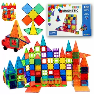 Klocki Magnetyczne Panele Konstrukcyjne 3D Edukacyjne Duże Silne Grube Magnesy 100szt - Klocki - miniaturka - grafika 1