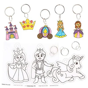 Baker Ross FE298 Princess Super termokurczliwe breloczki do kluczy – 8 sztuk, breloki do majsterkowania do zabarwienia, tworzenia i prezentowania, zrób sobie dla dzieci - Breloczki dla dzieci - miniaturka - grafika 1