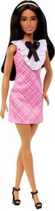Lalka Barbie Mattel Fashionistas w różowej, kraciastej sukience HJT06 - Lalki dla dziewczynek - miniaturka - grafika 1