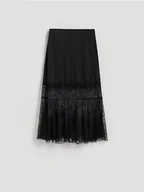 Spódnice - Reserved - Spódnica midi z koronką - czarny - miniaturka - grafika 1