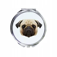 Lusterka do makijażu - Mops Pug Lusterko kieszonkowe Pies geometryczny - miniaturka - grafika 1