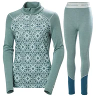 Pozostała odzież narciarska - Helly Hansen Lifa Merino Midweight Graphic H/Z, komplet damski, cactus - miniaturka - grafika 1