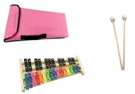 Akcesoria do perkusji - Dzwonki Chromatyczne Mat Max 27-tonowe kolorowe z pokrowcem różowy - miniaturka - grafika 1