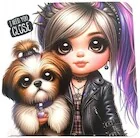 Notesy i bloczki - Notatnik 100x100/48K gładki TW Dziewczynka z psem - miniaturka - grafika 1