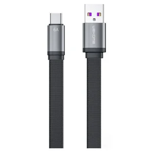 Wk Design King Kong 2nd Gen series płaski kabel USB - USB Typ C do szybkiego ładowania / transmisji danych 6A 1 czarny (WDC-156) WDC-156 - Kable USB - miniaturka - grafika 1