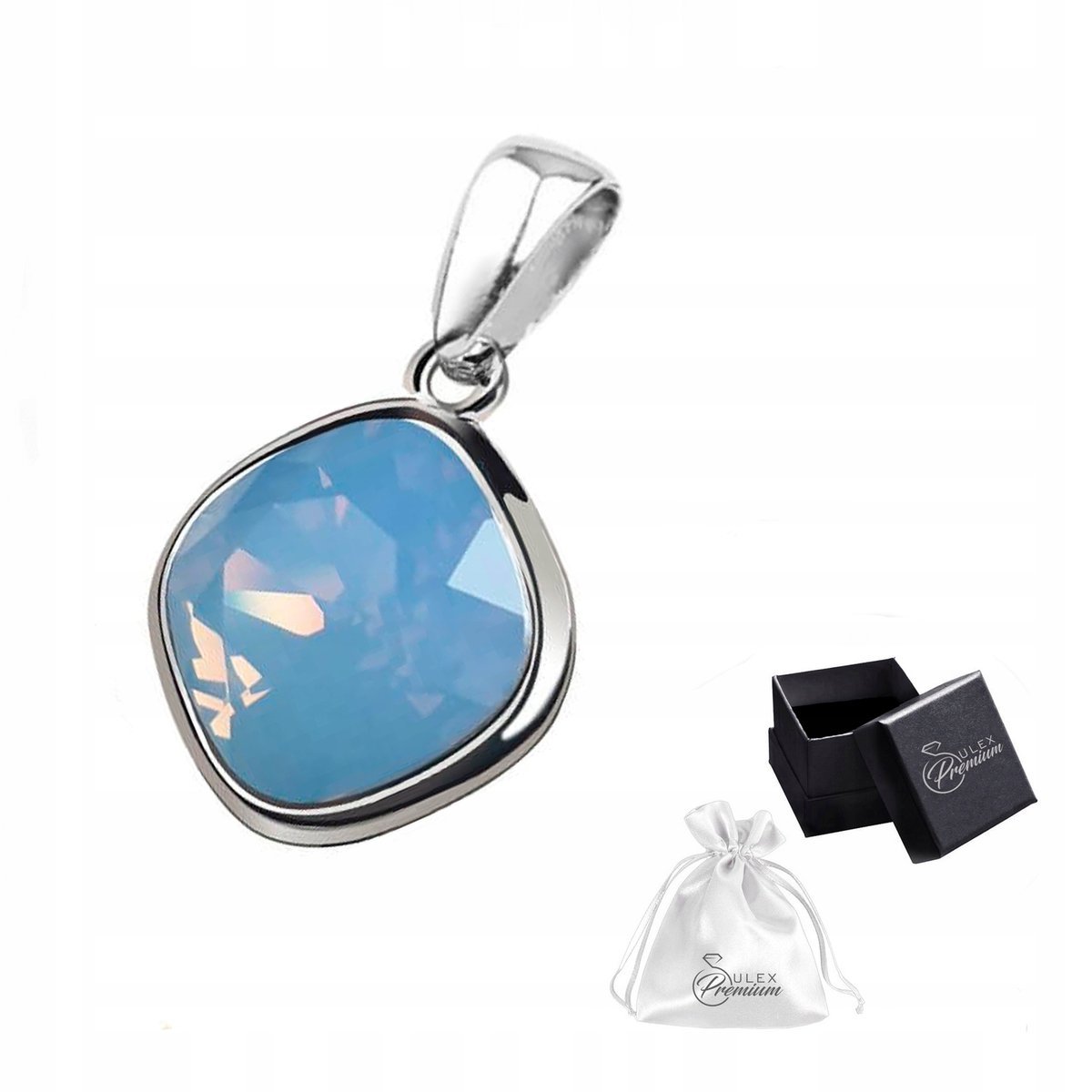 Zawieszka Srebro pr. 925 Elegancki Wisiorek z Kryształem Air Blue dla Niej