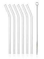 Słomki do napojów - Zestaw szklanych słomek zakrzywionych MY PARTY 20 cm, 6 + 1, ze szczotką - miniaturka - grafika 1