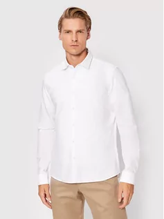 Koszule damskie - Calvin Klein Koszula Washed Oxford Solid K10K109887 Biały Slim Fit - grafika 1