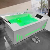 Wanny z hydromasażem - Aquaholm Wanna z hydromasażem PREMIUM LINE A9005 180cm x 120cm x 64cm BLUETOOTH, PODGRZEWACZ WODY, WODOSPAD, USB, PILOT - miniaturka - grafika 1