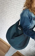 Torebki damskie - Duża torba worek boho turkusowa XXL na ramię - miniaturka - grafika 1