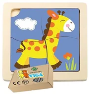 Zabawki sensoryczne - Drewniana układanka PUZZLE ŻYRAFA zabawki najmłodszych niemowląt 1 2 3 lat latka Viga 18m+ - miniaturka - grafika 1