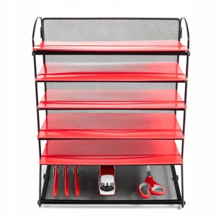 Organizer na dokumenty, sorter, 6 półek A4 elegancka metalowa siatka - Przyborniki na biurko - miniaturka - grafika 1