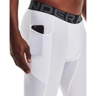 Spodnie sportowe męskie - Męskie spodenki treningowe Under Armour HeatGear Pocket Long Shorts - białe - UNDER ARMOUR - miniaturka - grafika 1
