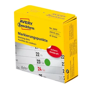 Avery Zweckform Kółka do zaznaczania w dyspenserze, trwałe, 250 szt. / rolka, $2619 mm, zielone, Zweckform 3855 - Etykiety do drukarek - miniaturka - grafika 2