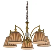 Lampy sufitowe - Pięcioramienny złoty żyrandol z plisowanym abażurem V021 G4-A99 - miniaturka - grafika 1
